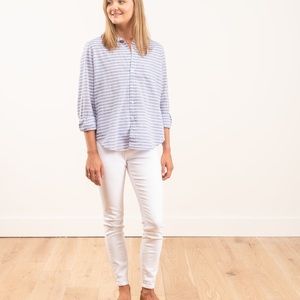 Frank & Eileen “Barry” lightweight cotton blue/pink stripes button up, size S